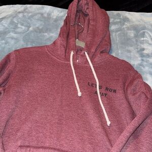 Cotton On Maroon Hoodie with 'Let's Run Away' Print